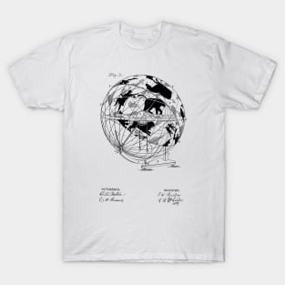 Globe Vintage Patent Hand Drawing T-Shirt